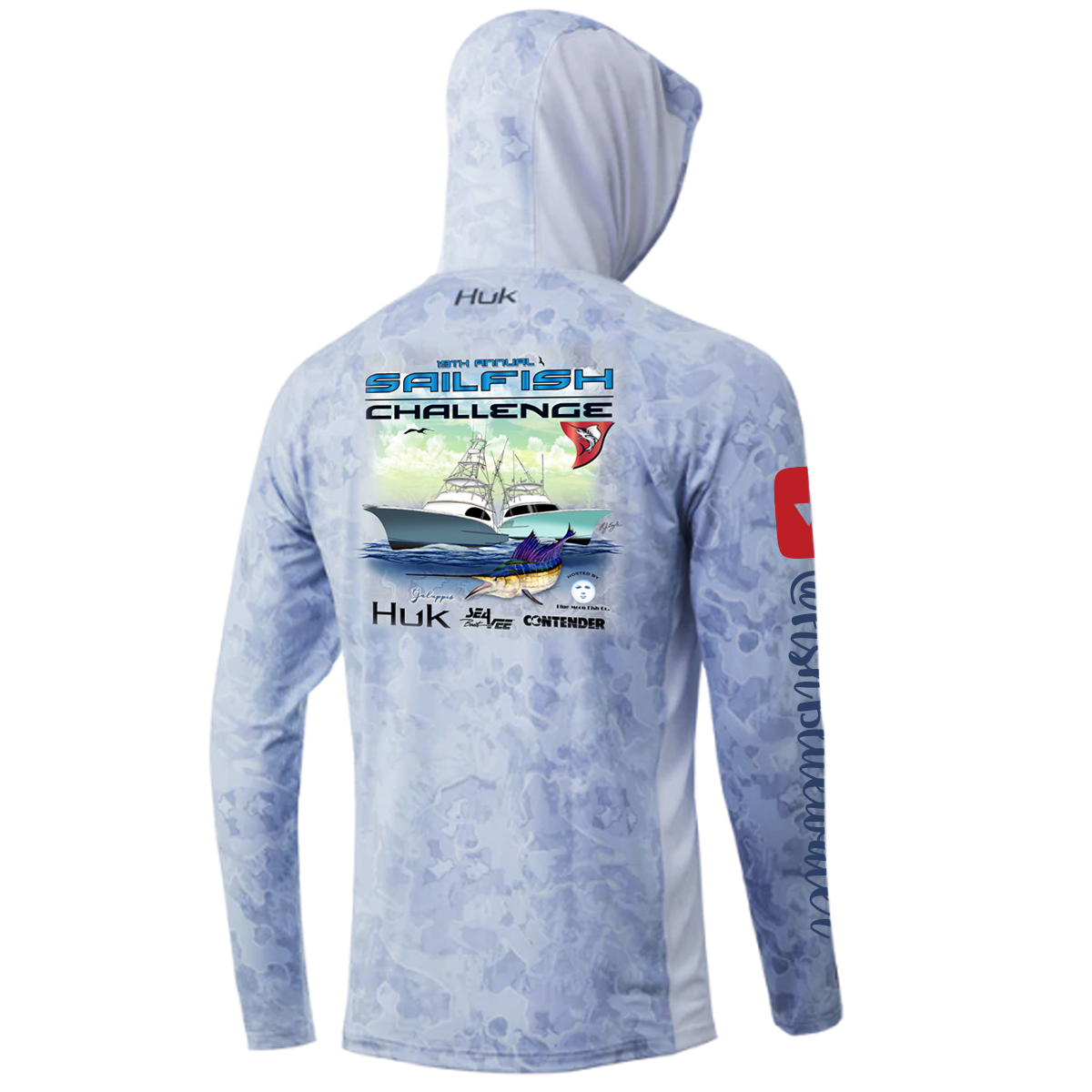 Men's HUK Fishing Shirt Gray Camo (White and Blue)